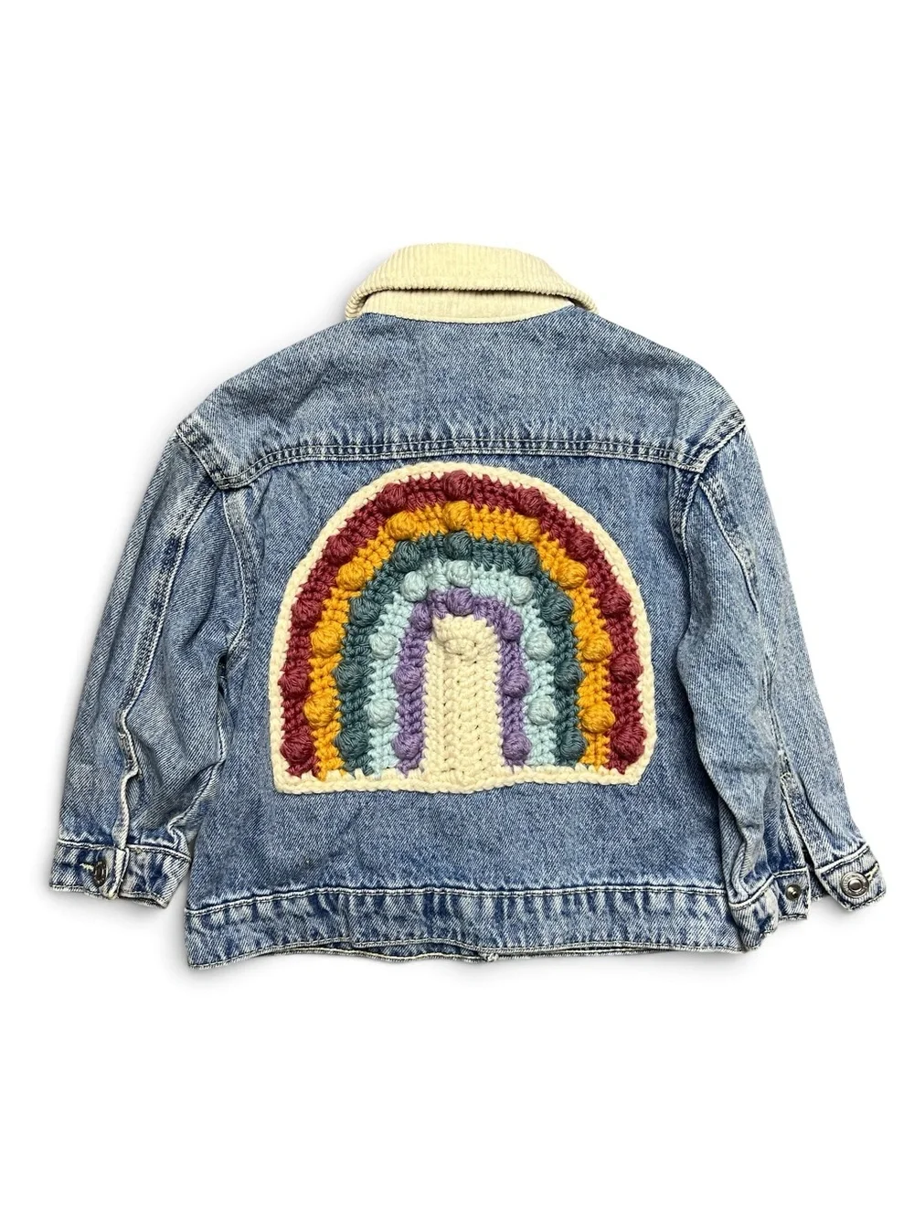 ZARA Baby Rainbow Crochet Back Denim Jacket 18-24M Corduroy Collar